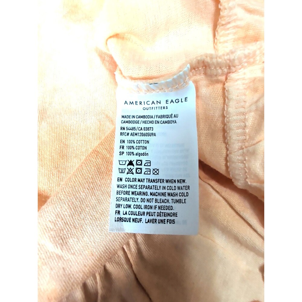 ❤️American Eagle Womens Small Peach Tie Dye Ruffle Hem Cropped Tank Top NWT❤️ - Picture 6 of 9